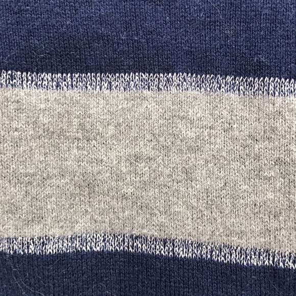 Navy and Gray striped long sleeve sweater, Medium - Picture 3 of 4